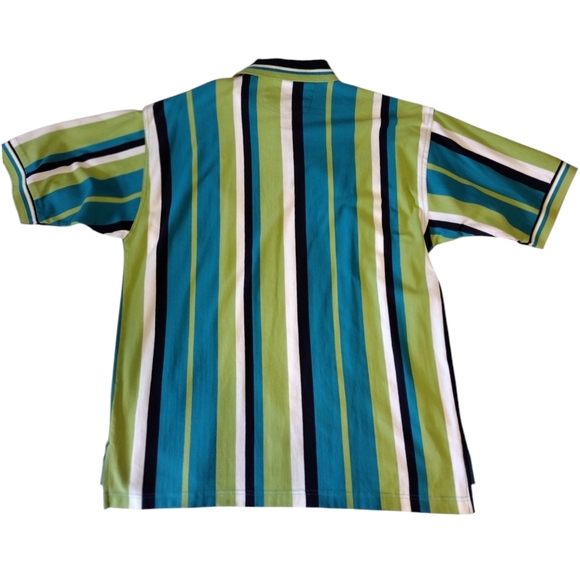 J. RIGGINGS Sportswear Cotton striped short sleeve stretch knit shirt size M men - Picture 2 of 3